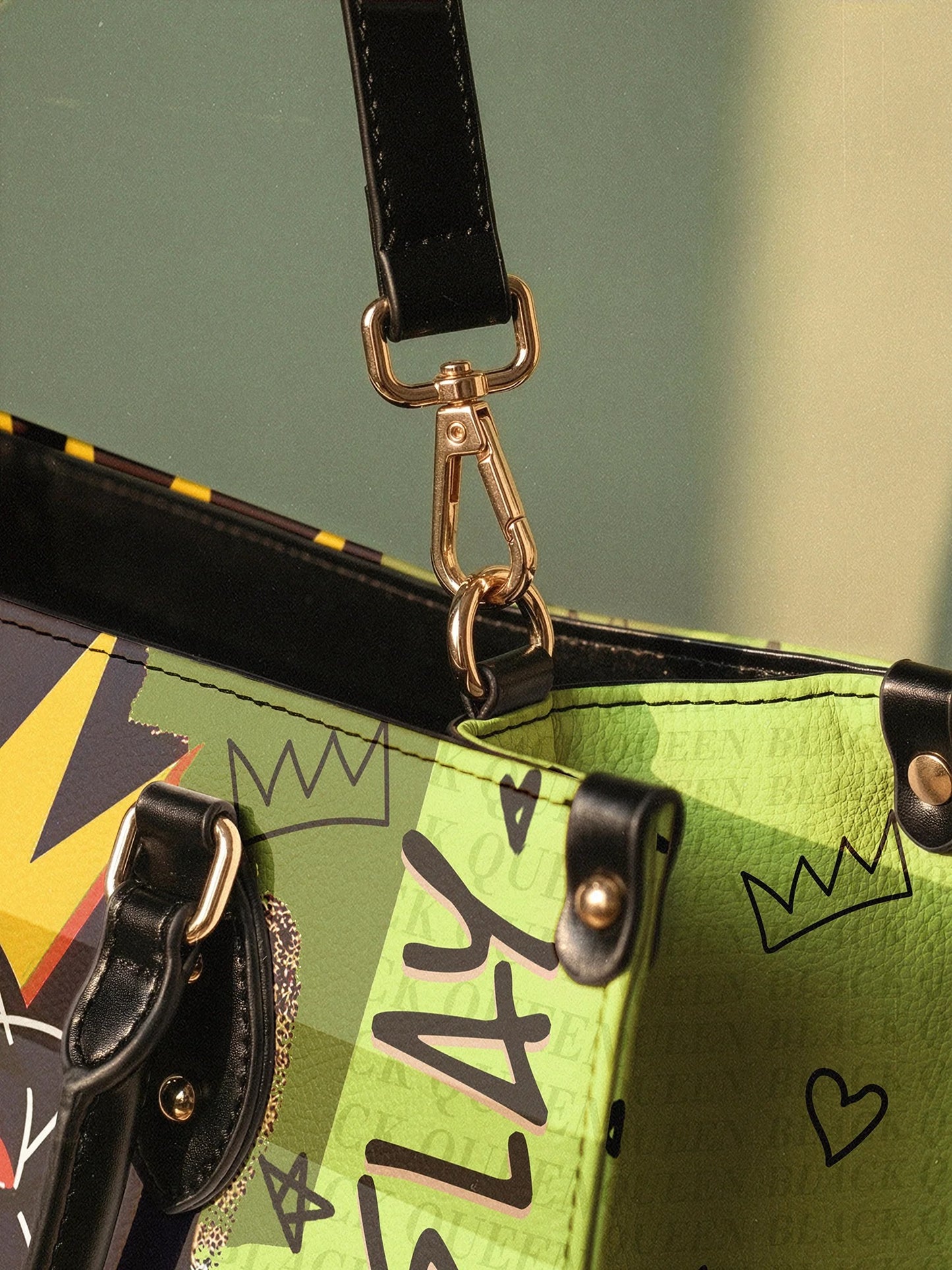 Afroyla "Aina" Lime Pop Leather Handbag