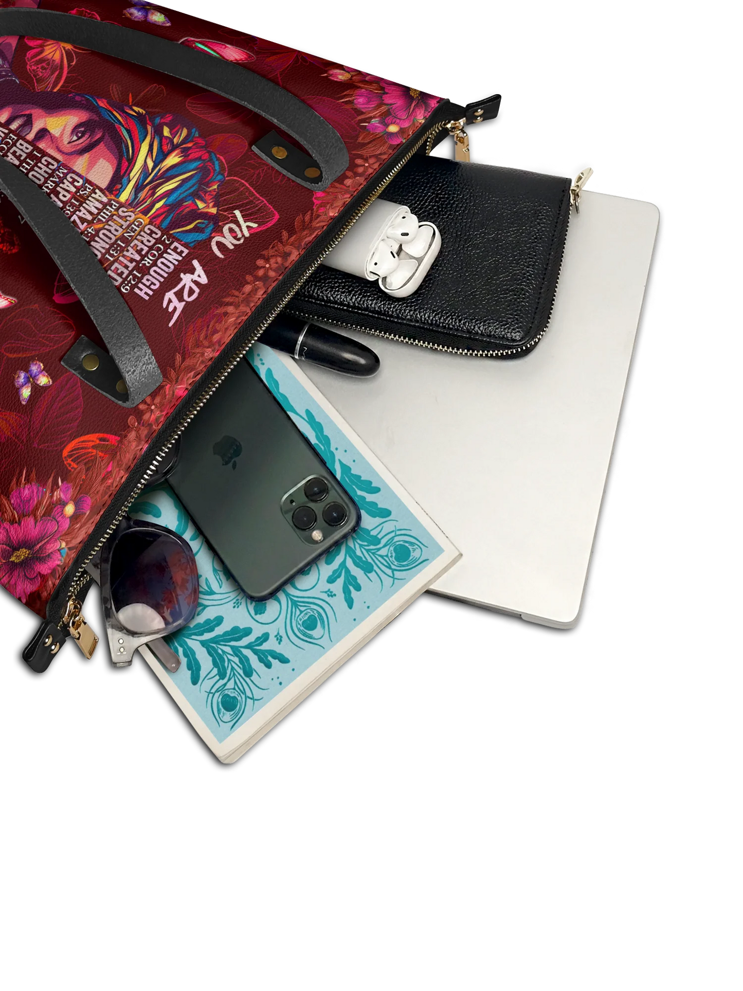 Afroyla "Imani" Pomegranate Red Leather Tote Bag