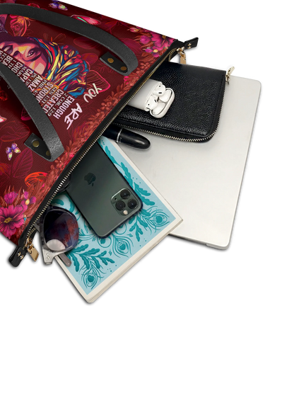 Afroyla "Imani" Pomegranate Red Leather Tote Bag