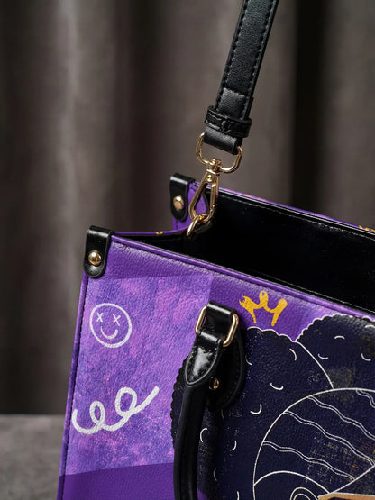 Afroyla "Sanaa" Purple Crayon Leather Handbag