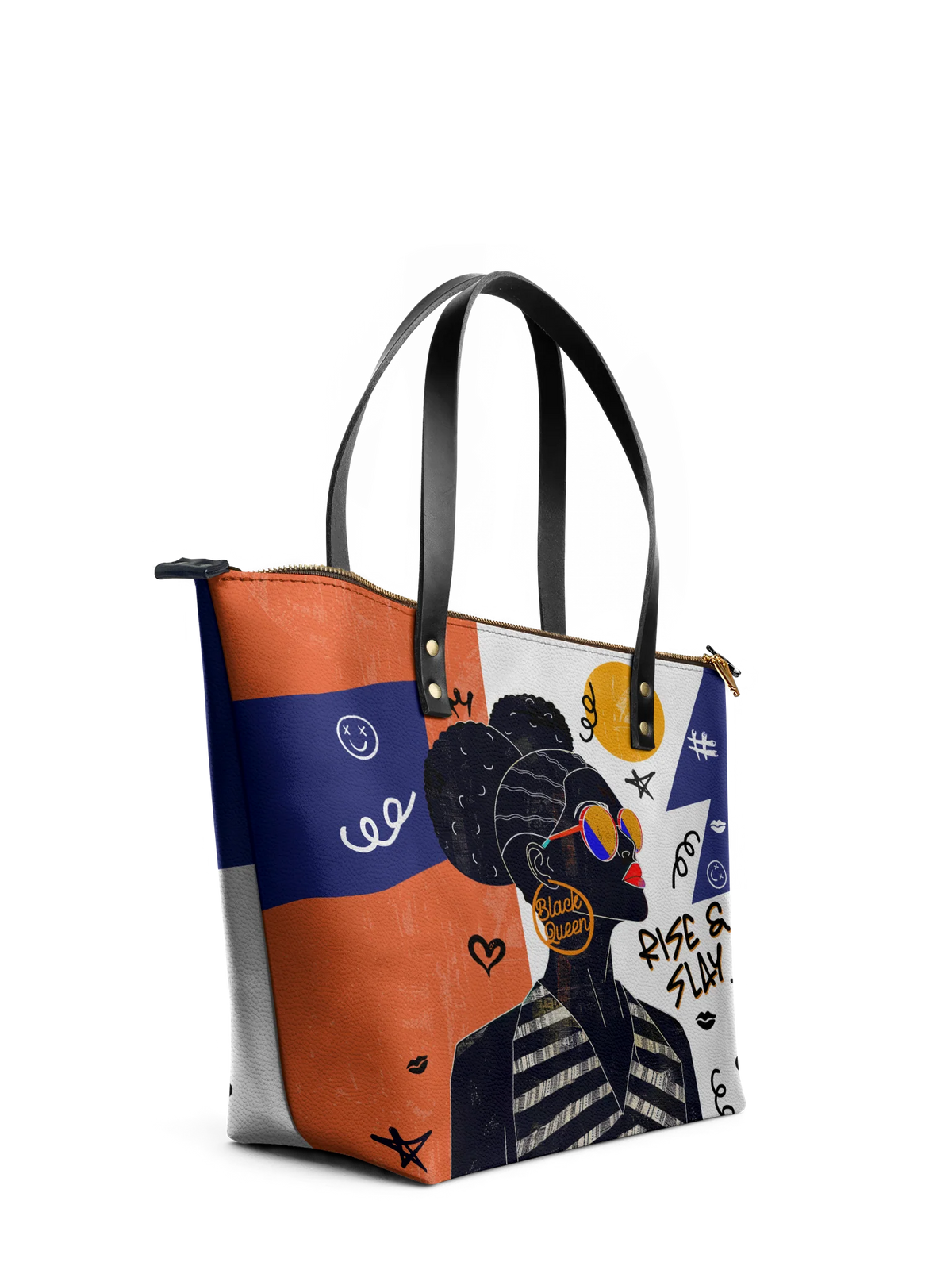 Afroyla "Sanaa" Salt Pop Leather Tote Bag