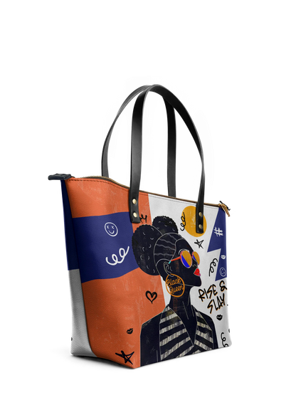 Afroyla "Sanaa" Salt Pop Leather Tote Bag