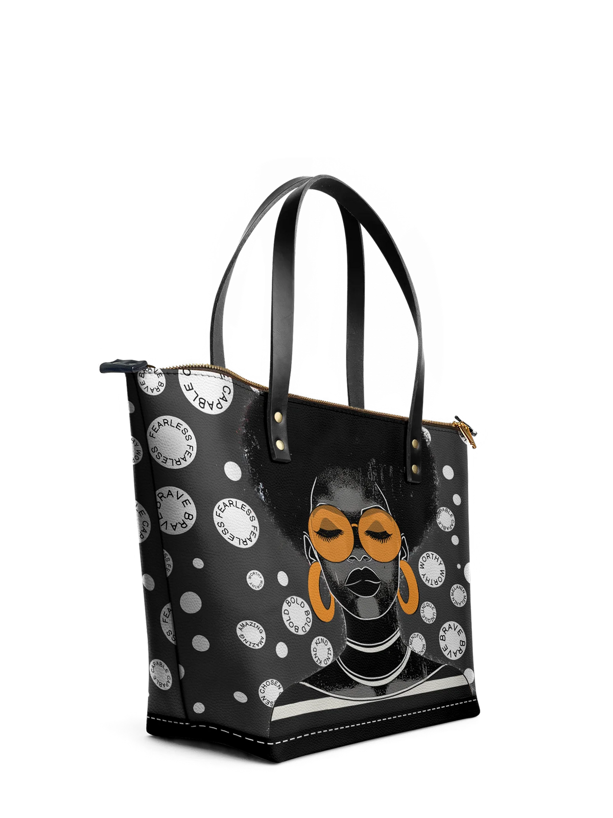 Afroyla "Fahari" Monochrome Leather Tote Bag
