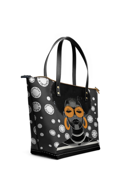 Afroyla "Fahari" Monochrome Leather Tote Bag