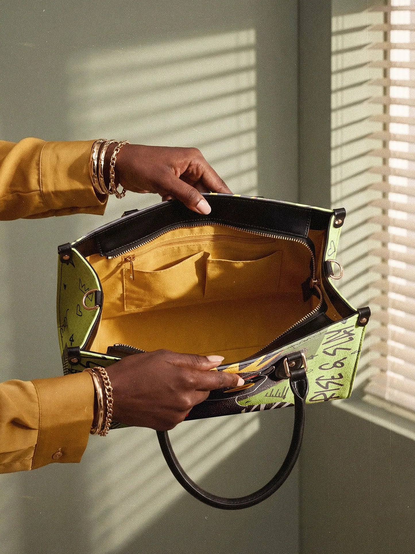 Afroyla "Aina" Lime Pop Leather Handbag