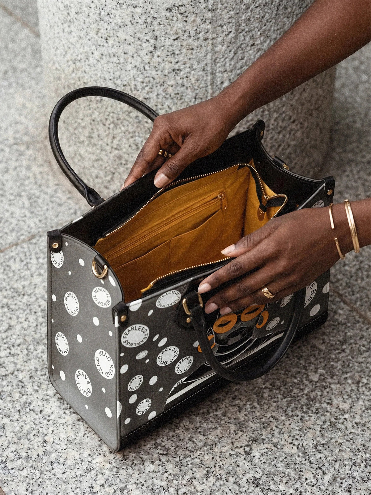 Afroyla "Fahari" Monochrome Leather Handbag