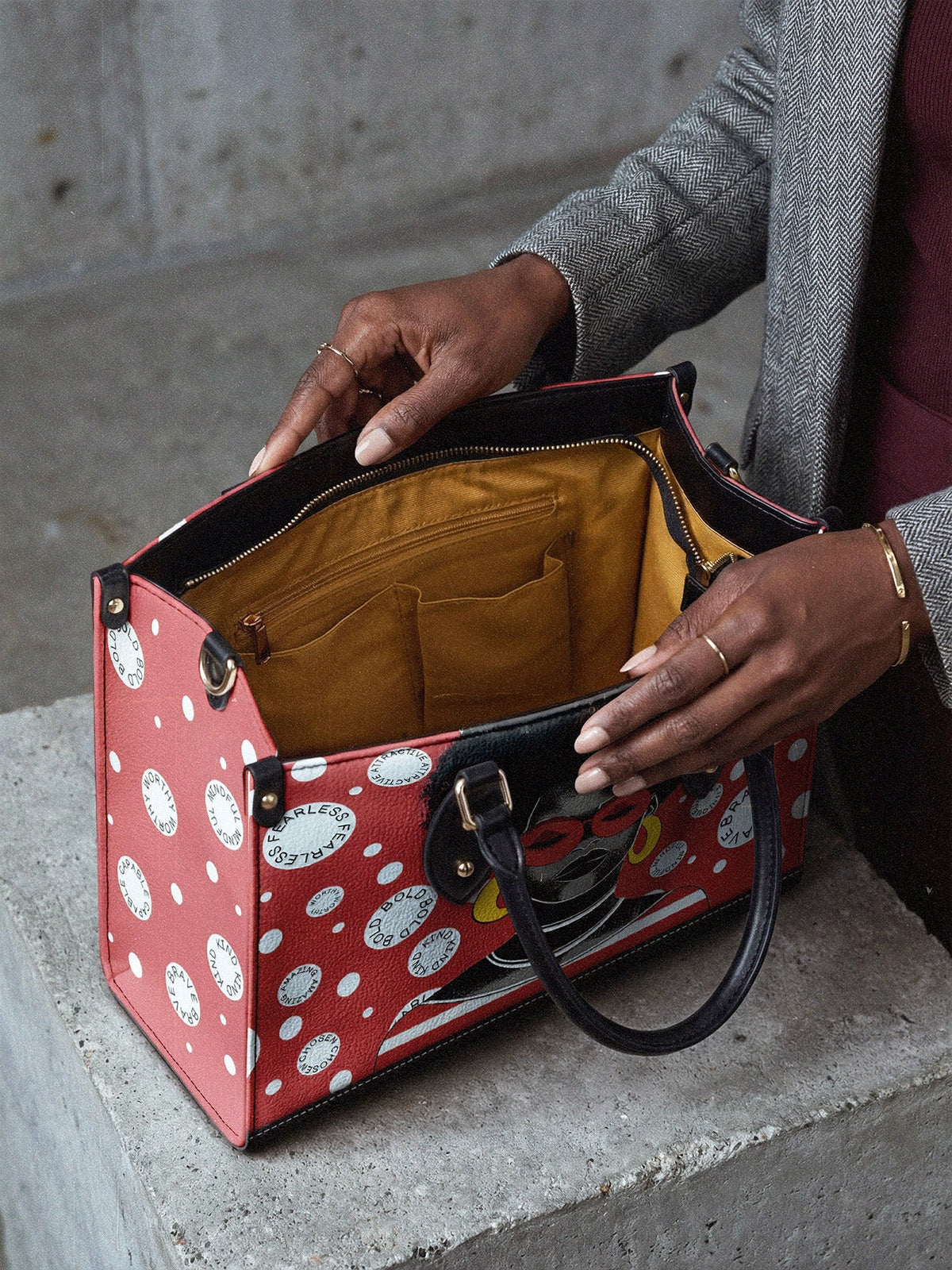 Afroyla "Fahari" Strawberry Pop Leather Handbag