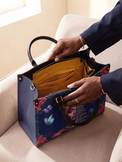 Afroyla "Imani" Blue Orchid Leather Handbag