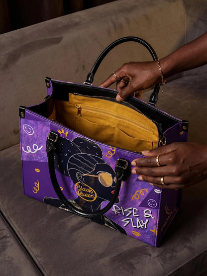 Afroyla "Sanaa" Purple Crayon Leather Handbag