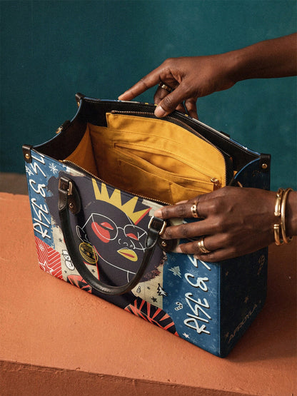 Afroyla "Aina" Blueberry Snow Leather Handbag
