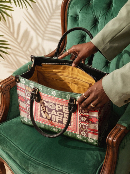 Afroyla "Dope Black Wife" Frosted Pine Leather Handbag