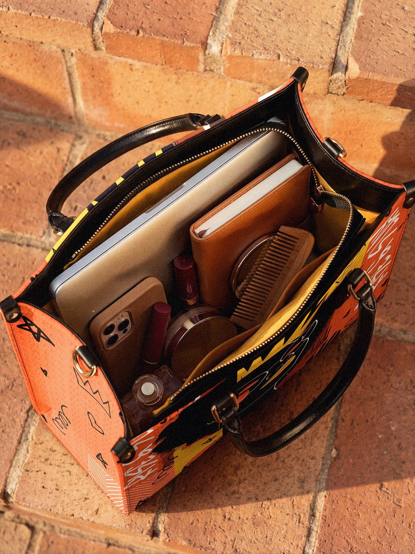 Afroyla "Aina" Orange Sorbet Leather Handbag