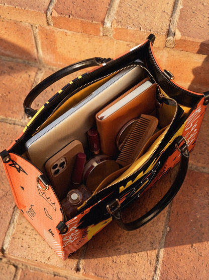 Afroyla "Aina" Orange Sorbet Leather Handbag