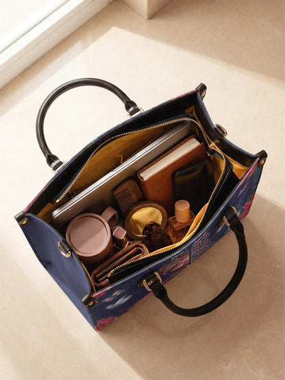 Afroyla "Imani" Blue Orchid Leather Handbag