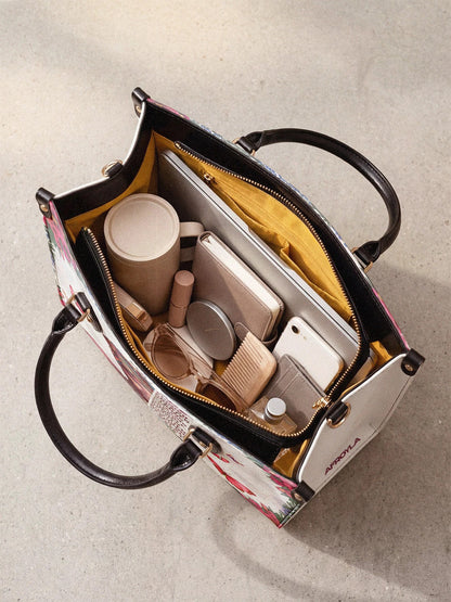 Afroyla "Imani" Dove White Leather Handbag