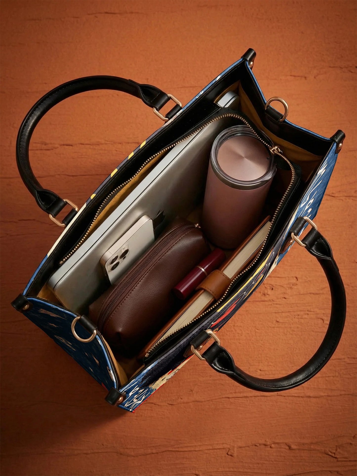 Afroyla "Aina" Blueberry Snow Leather Handbag